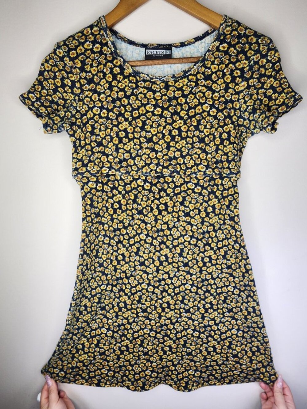 Facets by Mirrors Daisy Mini Dress — Navy, Size 2 | 90s Vintage Cotton